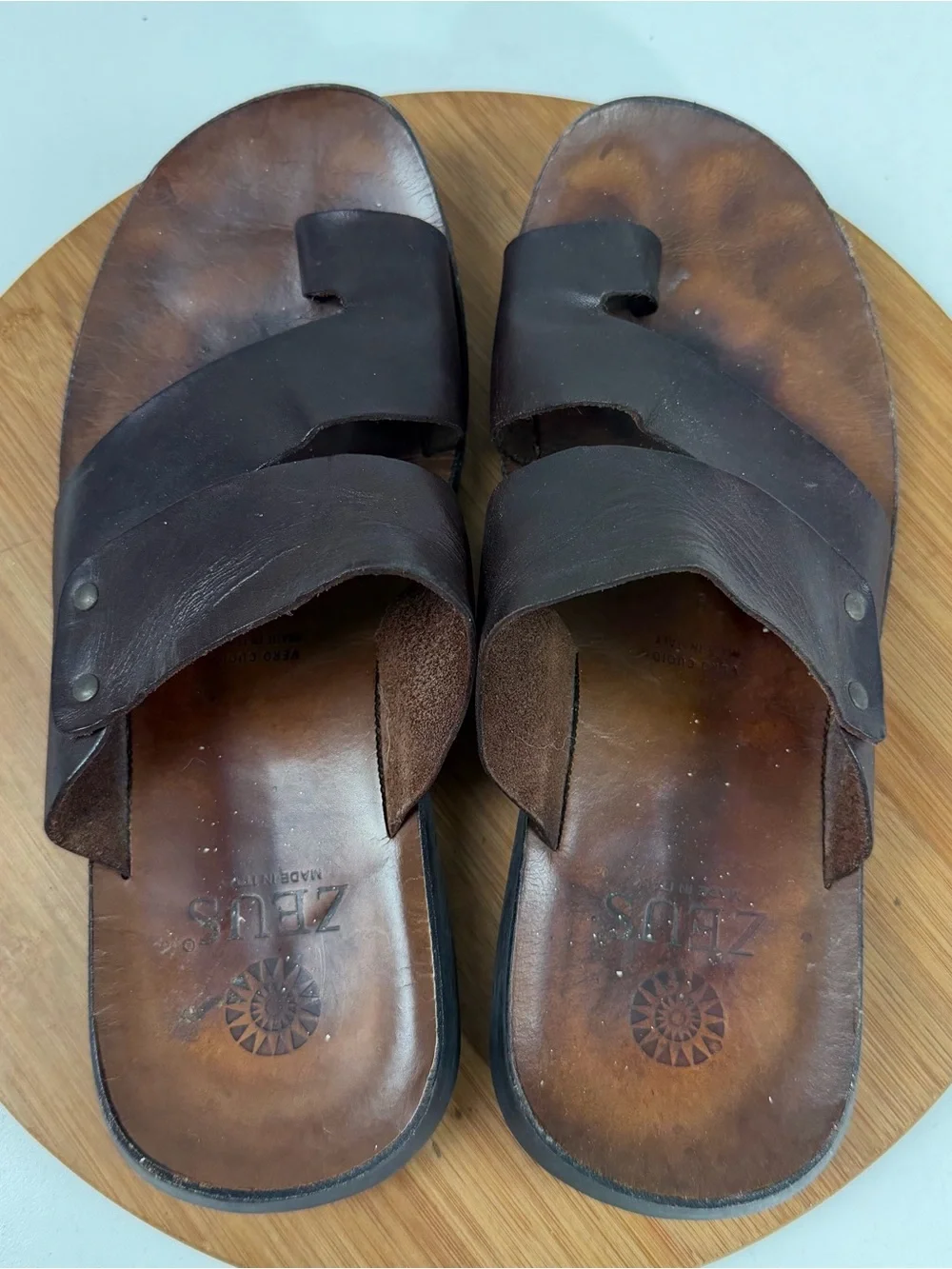 ZEUS Made in Italy Brown Leather Sandals
